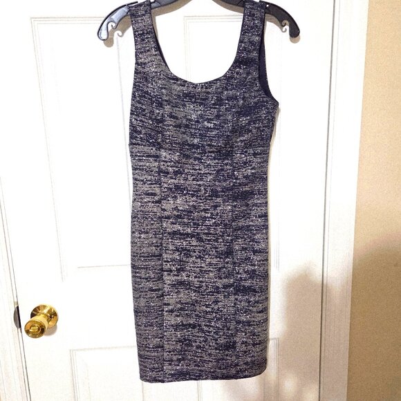 Textured Navy & Silver Sparkle Sleeveless Sheath Dress – Size S - Picture 1 of 9